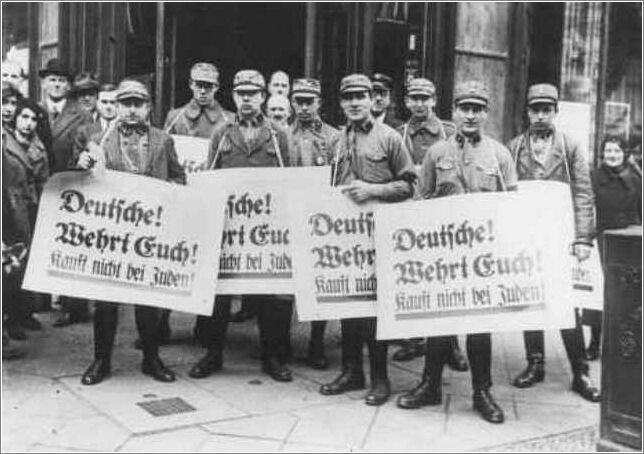 SA men boycott Jewish stores in Berlin